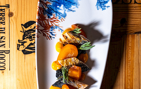 Gallery Delights - Mackerel Mackerel with eggplant and apricots