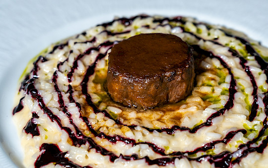 Gallery Delights - Mandello rice with gin, venison and blueberry