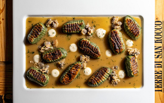 Gallery Delights - Potato and herbs gnocchi, gò reduction and clams